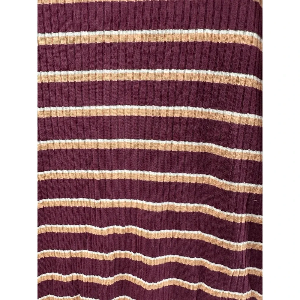 Jenni Intimates Cami‎ Top Striped Ribbed Sleeveless Casual Burgundy Size S